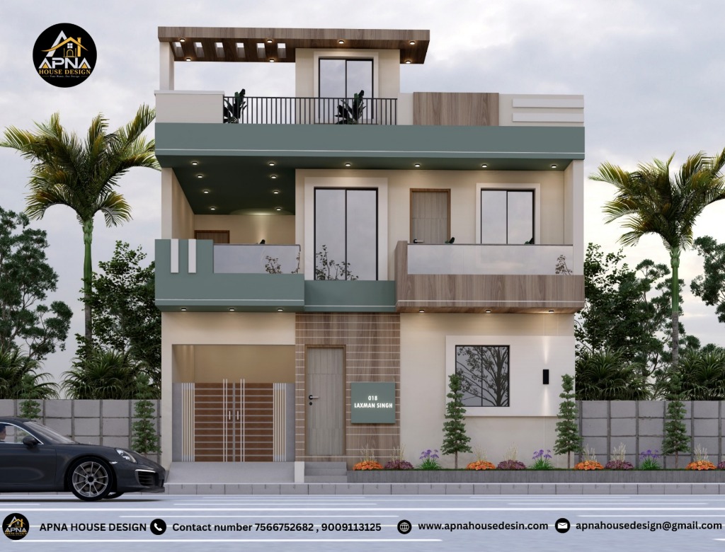 Modern architectural elevation design by Apna House Design